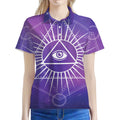 Galaxy Eye of Providence Print Women's Polo Shirt
