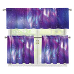Galaxy Howling Wolf Spirit Print 3 Piece Kitchen Curtains