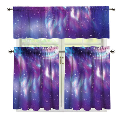 Galaxy Howling Wolf Spirit Print 3 Piece Kitchen Curtains