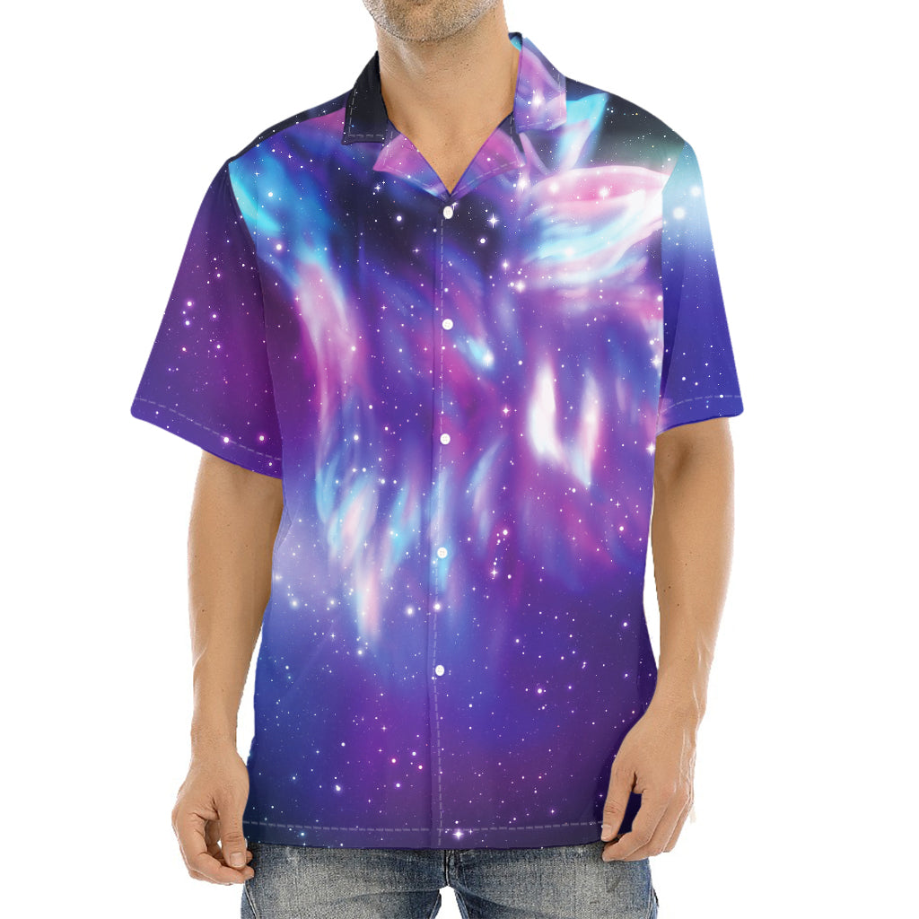 Galaxy Howling Wolf Spirit Print Aloha Shirt