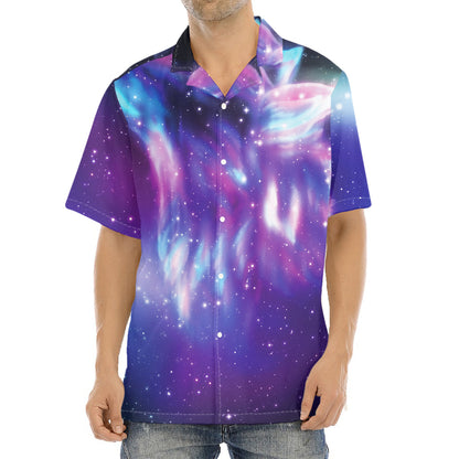 Galaxy Howling Wolf Spirit Print Aloha Shirt