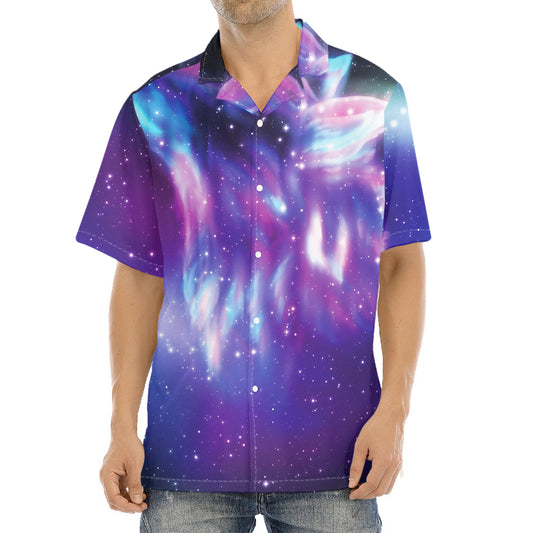 Galaxy Howling Wolf Spirit Print Aloha Shirt