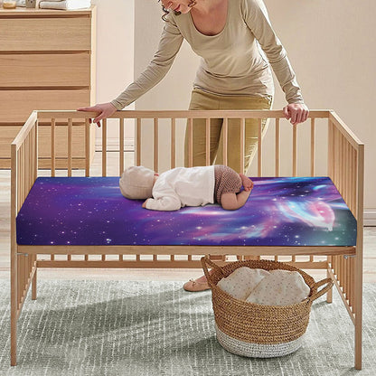 Galaxy Howling Wolf Spirit Print Baby Crib Sheet