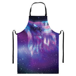 Galaxy Howling Wolf Spirit Print Bib Apron With Pocket