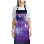 Galaxy Howling Wolf Spirit Print Bib Apron With Pocket