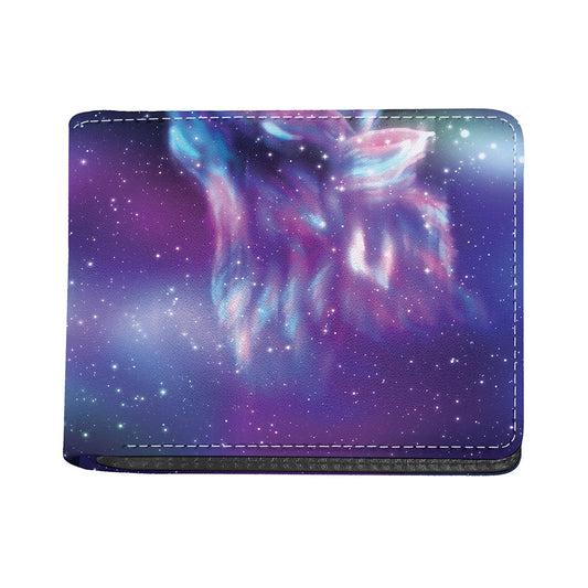Galaxy Howling Wolf Spirit Print Bifold Wallet
