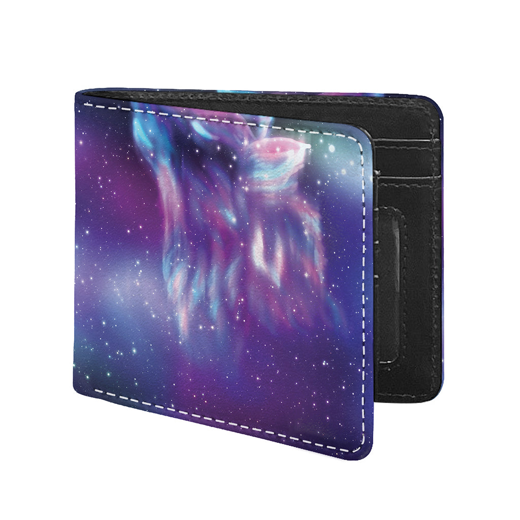 Galaxy Howling Wolf Spirit Print Bifold Wallet