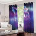 Galaxy Howling Wolf Spirit Print Dimout Grommet Curtains