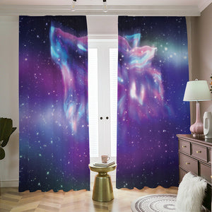 Galaxy Howling Wolf Spirit Print Blackout Pencil Pleat Curtains