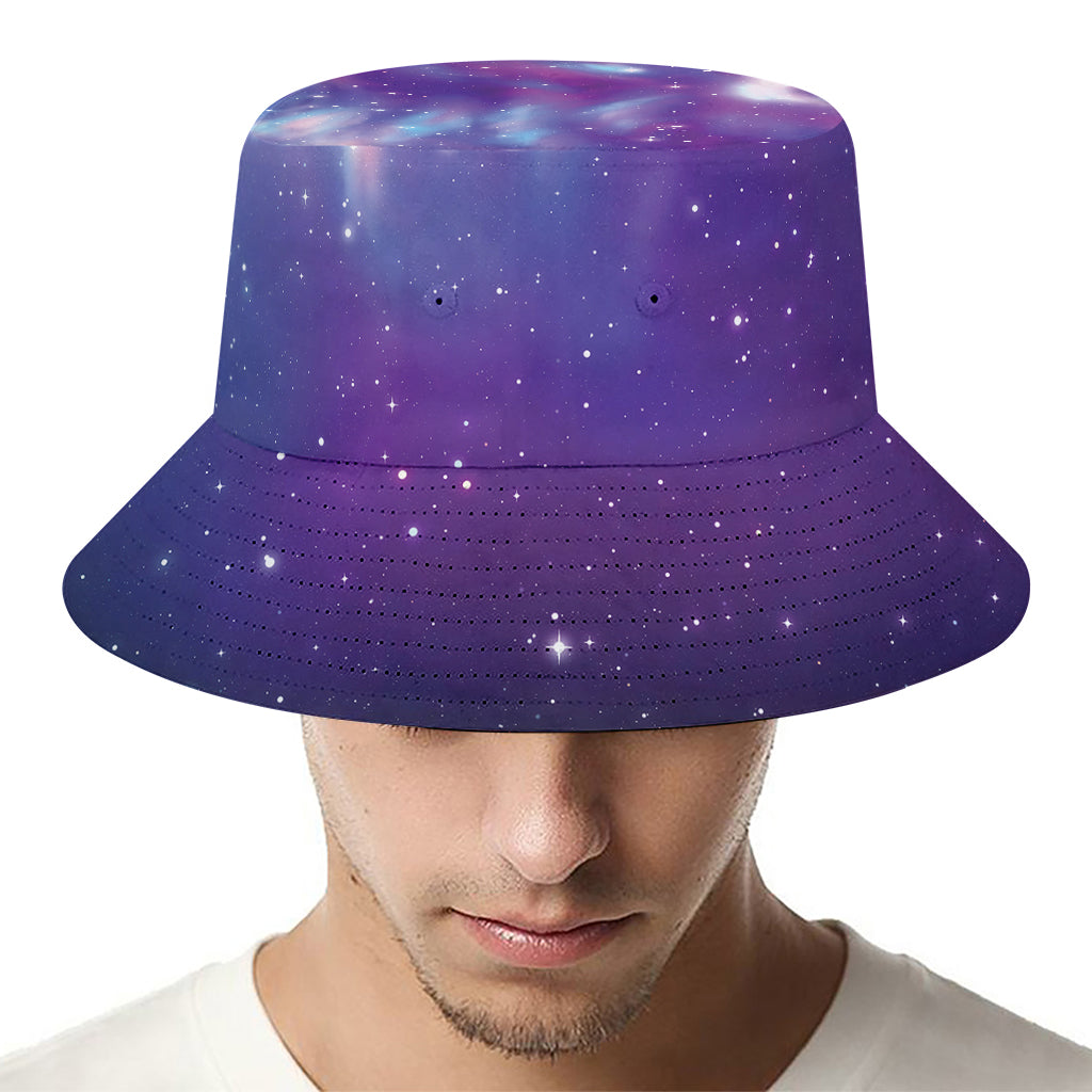 Galaxy Howling Wolf Spirit Print Bucket Hat
