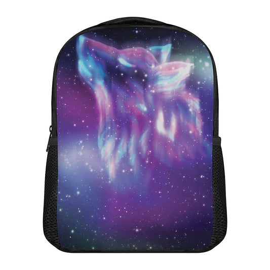 Galaxy Howling Wolf Spirit Print Casual Backpack