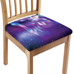 Galaxy Howling Wolf Spirit Print Chair Cushion Cover
