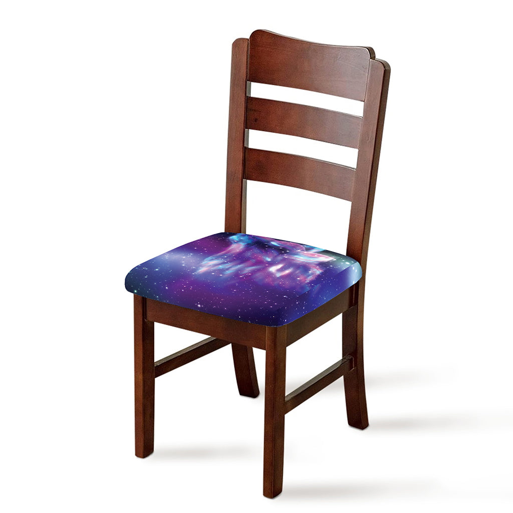 Galaxy Howling Wolf Spirit Print Chair Cushion Cover