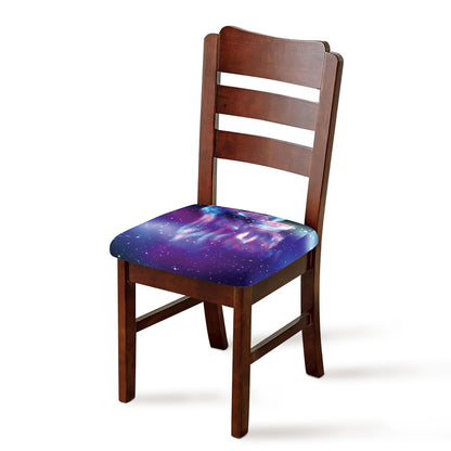 Galaxy Howling Wolf Spirit Print Chair Cushion Cover