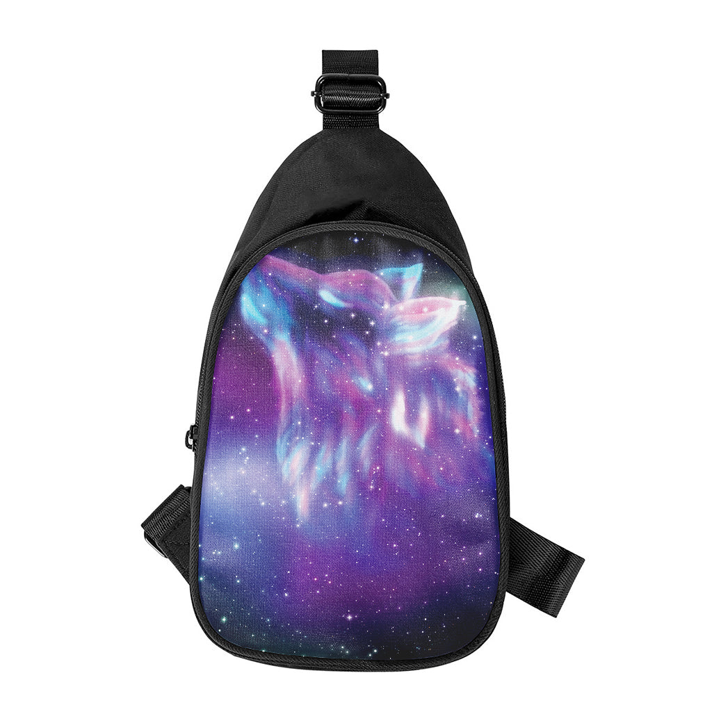 Galaxy Howling Wolf Spirit Print Chest Bag