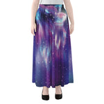 Galaxy Howling Wolf Spirit Print Chiffon Maxi Skirt