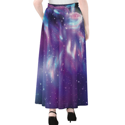 Galaxy Howling Wolf Spirit Print Chiffon Maxi Skirt
