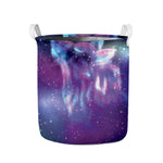 Galaxy Howling Wolf Spirit Print Collapsible Laundry Basket
