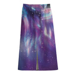 Galaxy Howling Wolf Spirit Print Cotton Front Slit Maxi Skirt