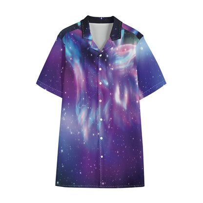 Galaxy Howling Wolf Spirit Print Cotton Hawaiian Shirt