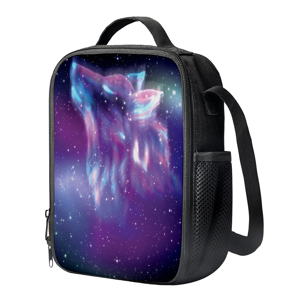 Galaxy Howling Wolf Spirit Print Crossbody Lunch Bag
