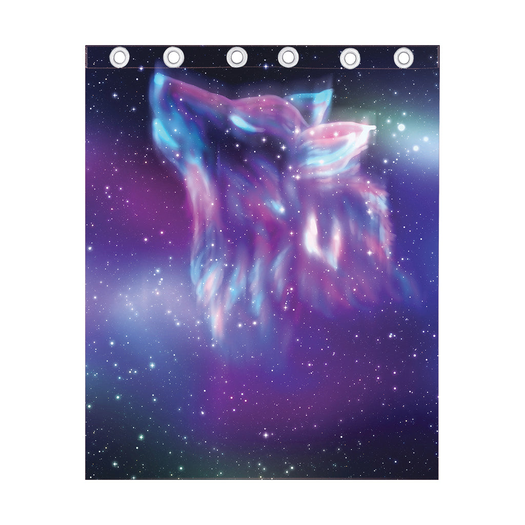 Galaxy Howling Wolf Spirit Print Curtain