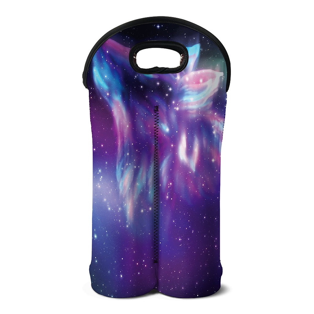 Galaxy Howling Wolf Spirit Print Double Neoprene Wine Tote