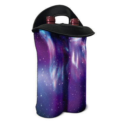 Galaxy Howling Wolf Spirit Print Double Neoprene Wine Tote