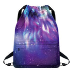 Galaxy Howling Wolf Spirit Print Drawstring Backpack