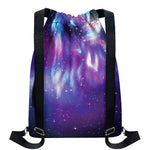 Galaxy Howling Wolf Spirit Print Drawstring Backpack