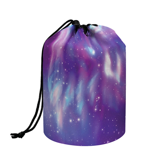 Galaxy Howling Wolf Spirit Print Drawstring Makeup Bag