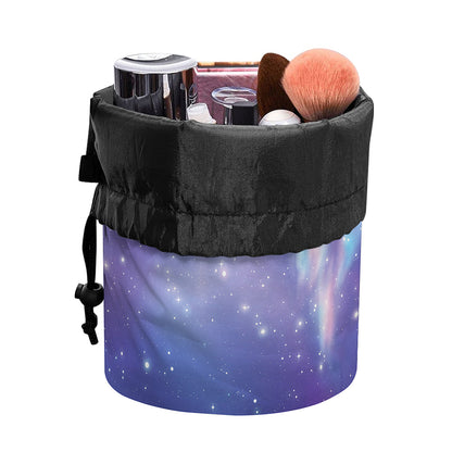 Galaxy Howling Wolf Spirit Print Drawstring Makeup Bag