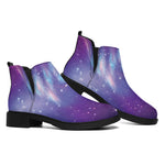 Galaxy Howling Wolf Spirit Print Flat Ankle Boots