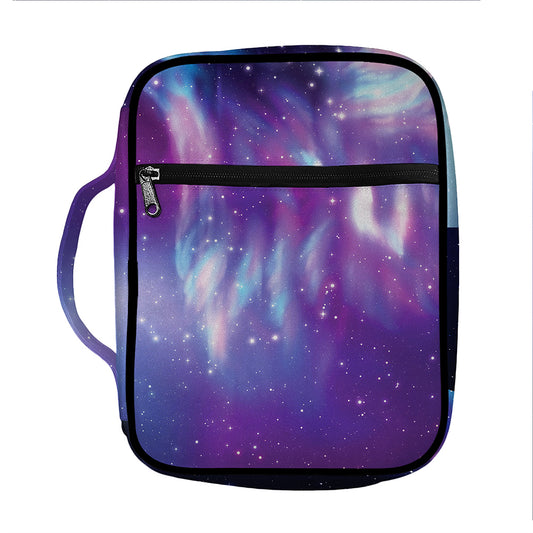 Galaxy Howling Wolf Spirit Print Front Pocket Bible Bag