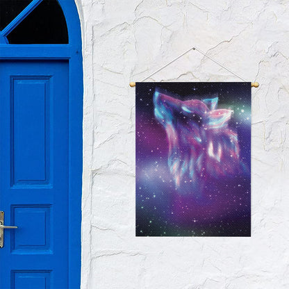 Galaxy Howling Wolf Spirit Print Garden Flag
