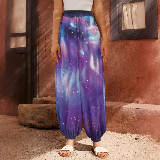 Galaxy Howling Wolf Spirit Print Harem Pants