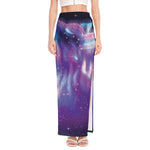 Galaxy Howling Wolf Spirit Print High Slit Maxi Skirt