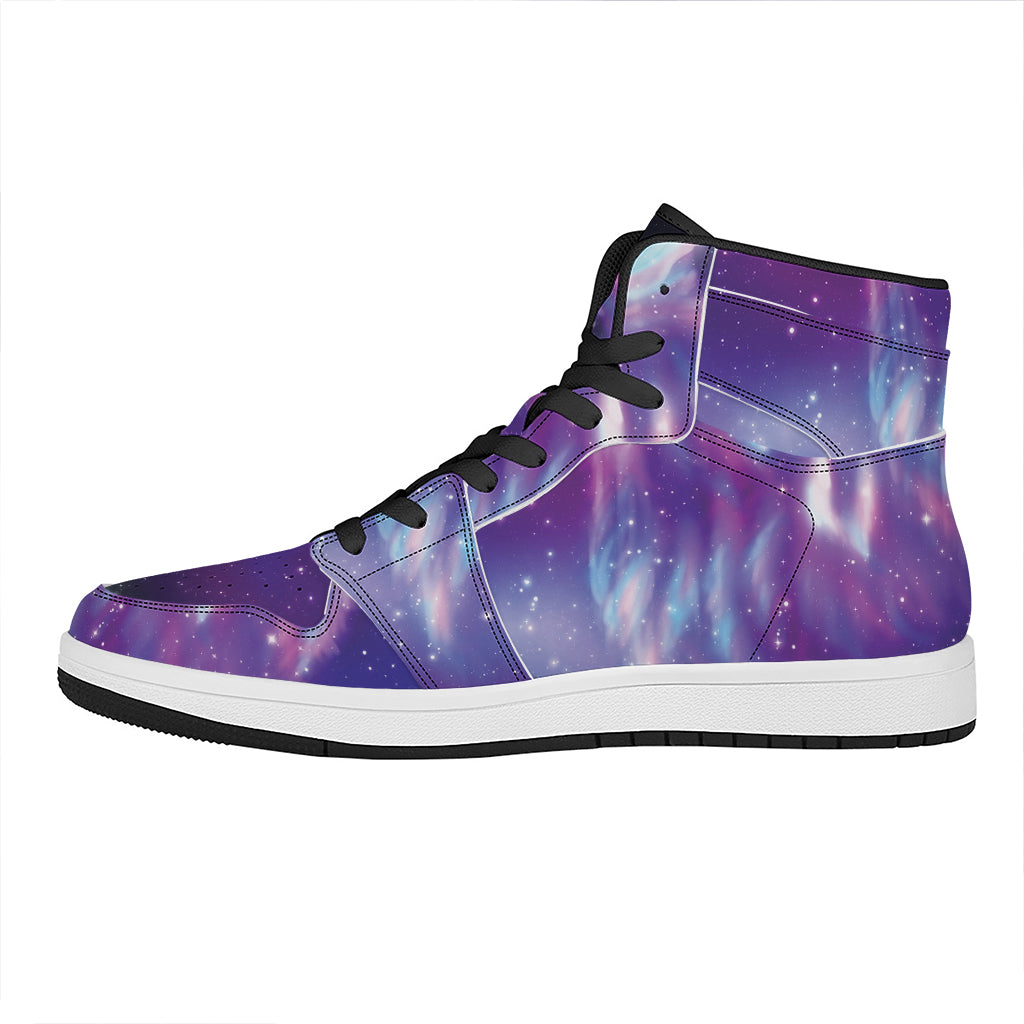 Galaxy Howling Wolf Spirit Print High Top Leather Sneakers