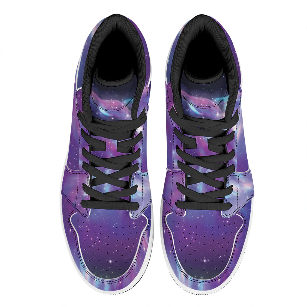 Galaxy Howling Wolf Spirit Print High Top Leather Sneakers