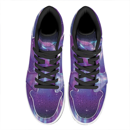 Galaxy Howling Wolf Spirit Print High Top Leather Sneakers