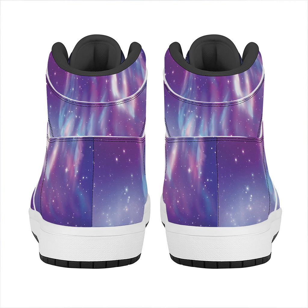 Galaxy Howling Wolf Spirit Print High Top Leather Sneakers