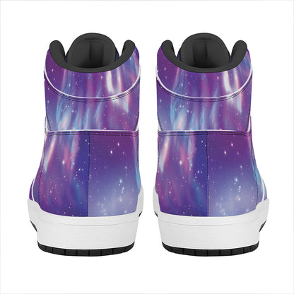 Galaxy Howling Wolf Spirit Print High Top Leather Sneakers
