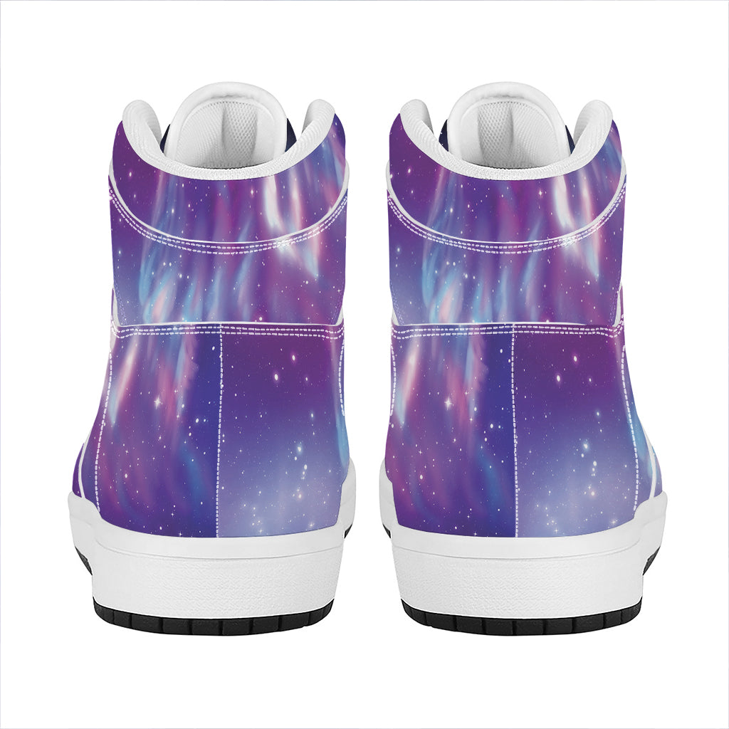 Galaxy Howling Wolf Spirit Print High Top Leather Sneakers