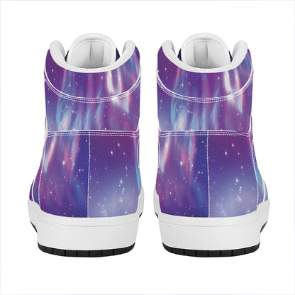 Galaxy Howling Wolf Spirit Print High Top Leather Sneakers