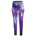 Galaxy Howling Wolf Spirit Print High-Waisted Pocket Leggings