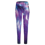 Galaxy Howling Wolf Spirit Print High-Waisted Pocket Leggings