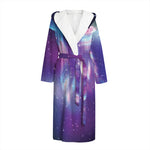 Galaxy Howling Wolf Spirit Print Hooded Bathrobe