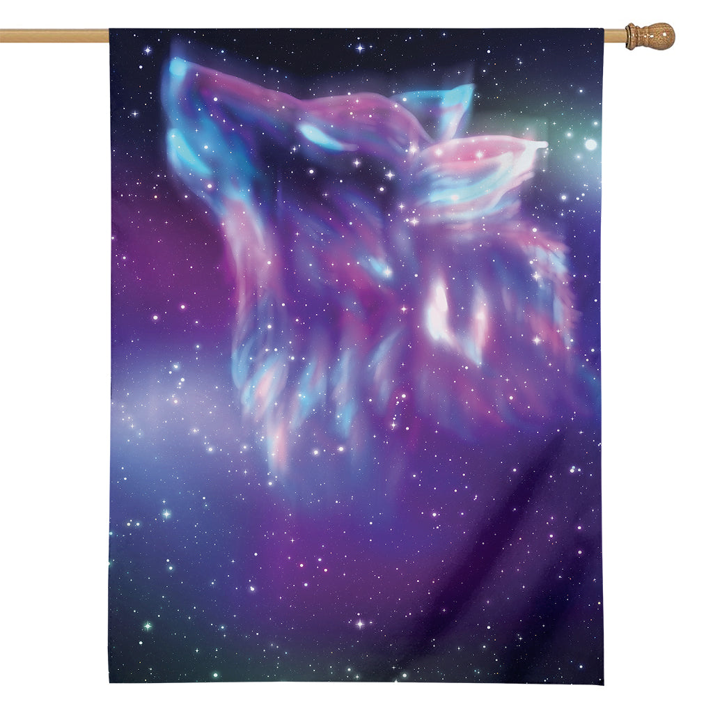 Galaxy Howling Wolf Spirit Print House Flag