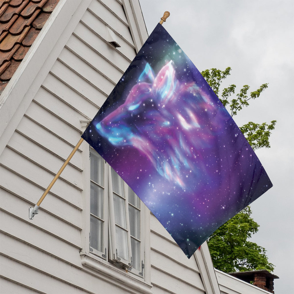 Galaxy Howling Wolf Spirit Print House Flag