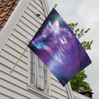 Galaxy Howling Wolf Spirit Print House Flag